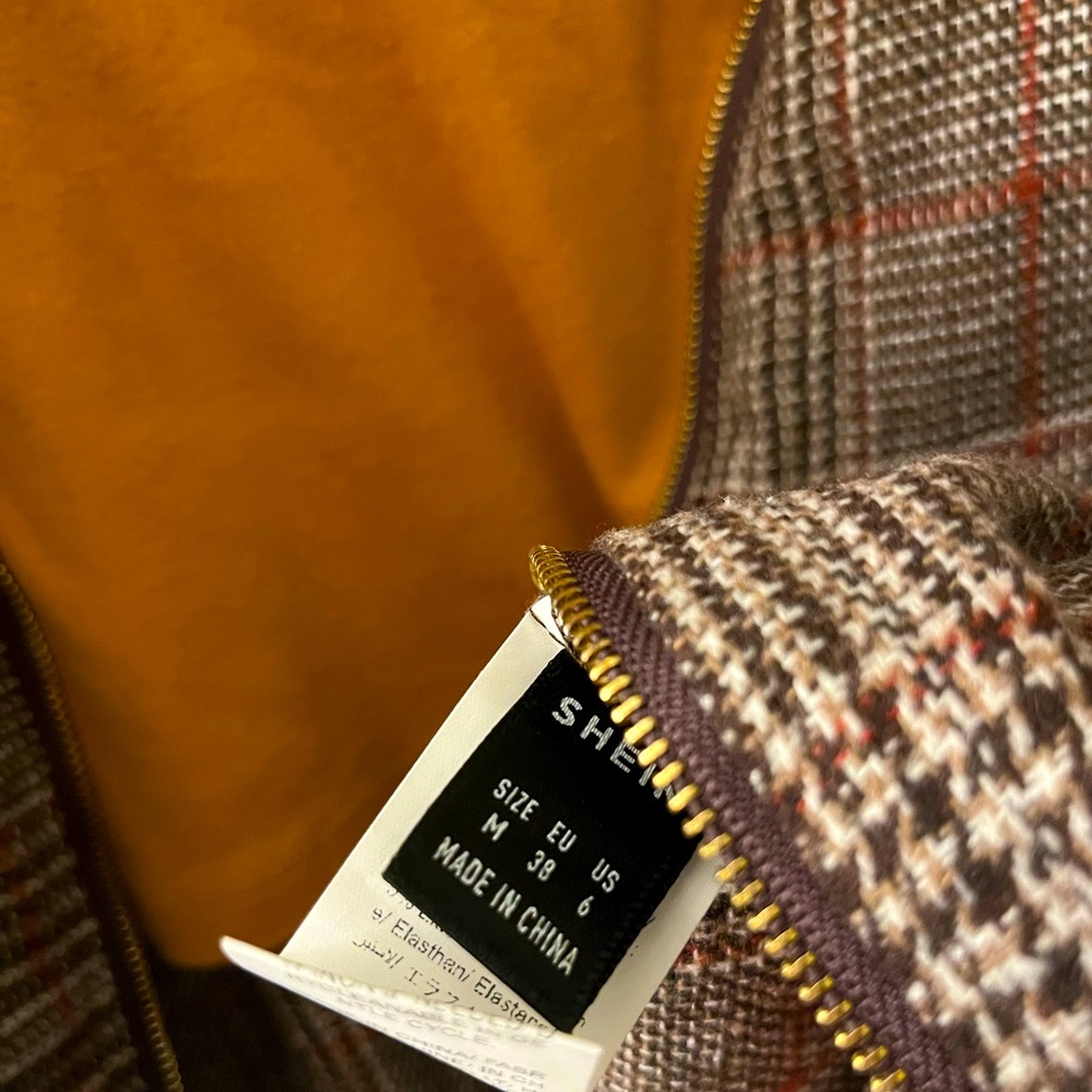 Bundle of Brown Plaid Jumper Dress and Mustard Tee - Picture 4 of 11